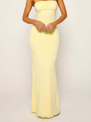 sexy slim fit backless suspender solid color dress