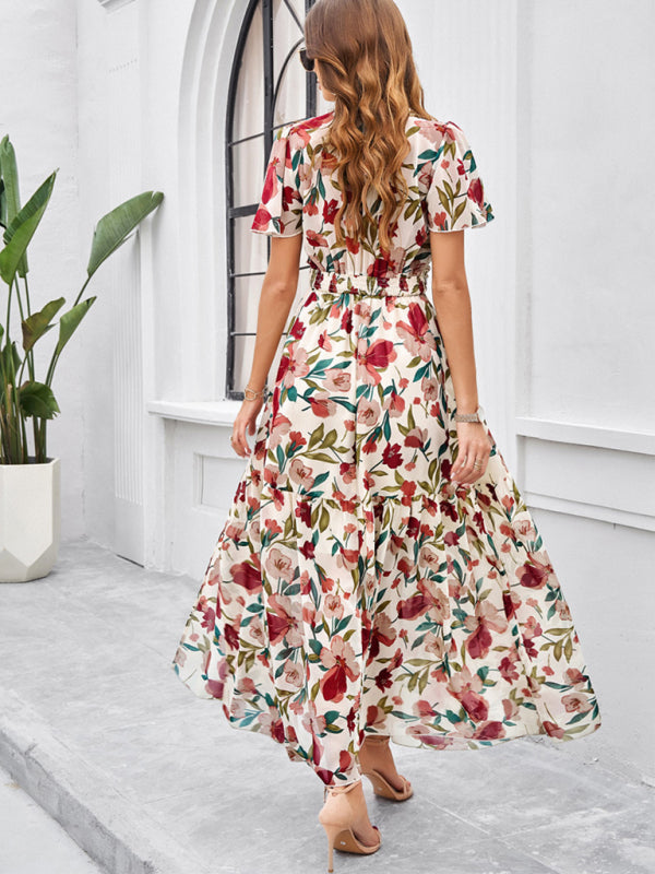 temperament casual printed waist dress