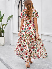 temperament casual printed waist dress