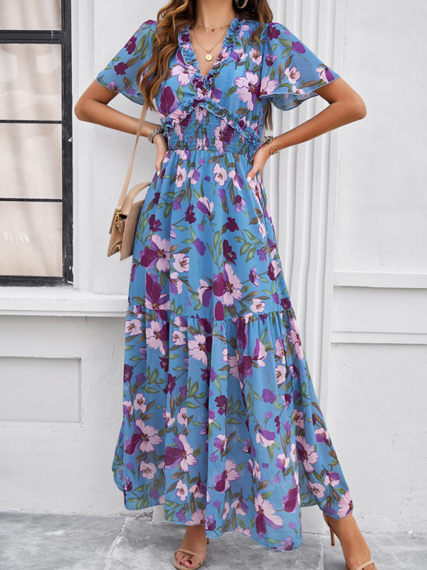 temperament casual printed waist dress