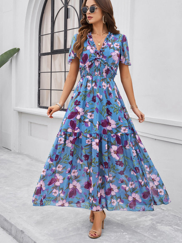 temperament casual printed waist dress