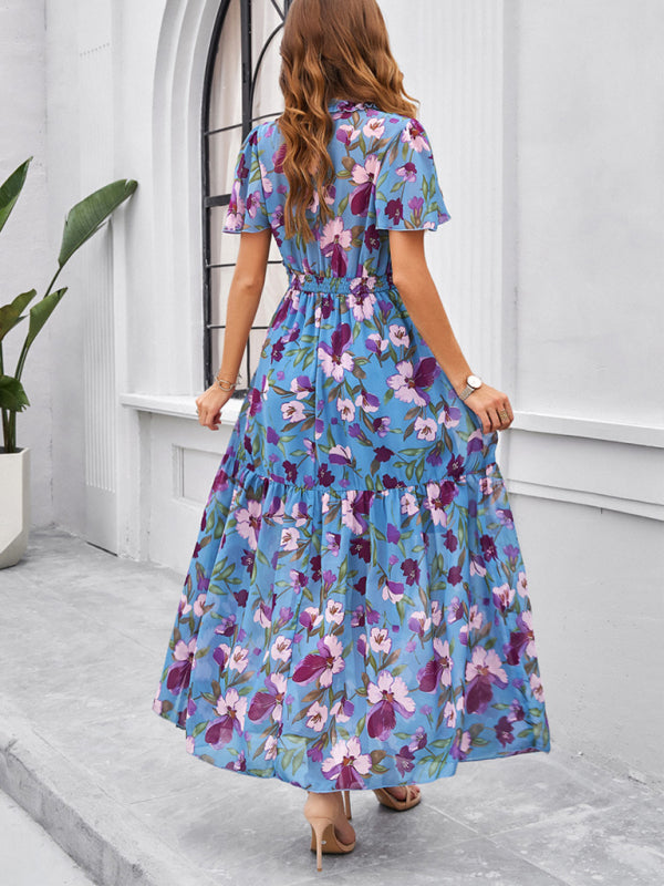 temperament casual printed waist dress