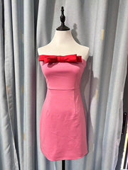 tube top bow decorated sexy backless double-layer slim hip-covering skirt birthday dress
