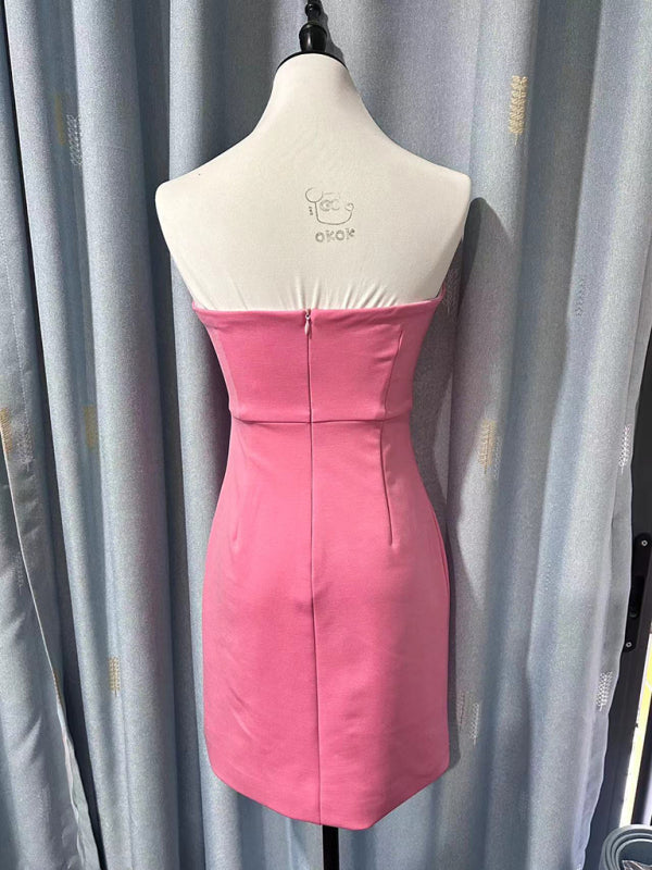 tube top bow decorated sexy backless double-layer slim hip-covering skirt birthday dress