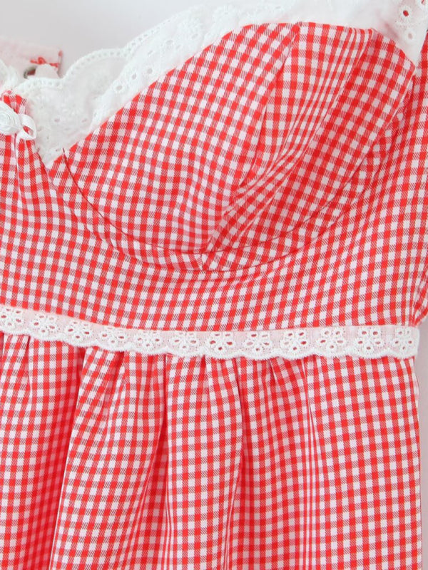 style lace plaid printed strappy suspender dress