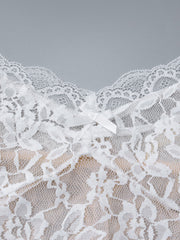 sexy hottie lace see-through dress with hollow straps and hip-covering short style