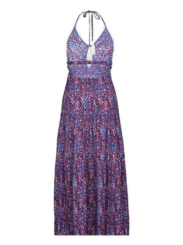 printed holiday style suspender dress