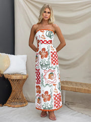 style breast-wrapped pleated casual printed dress