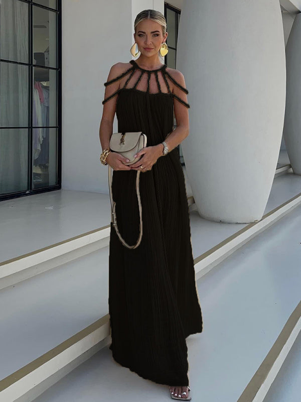casual drawstring holiday loose dress