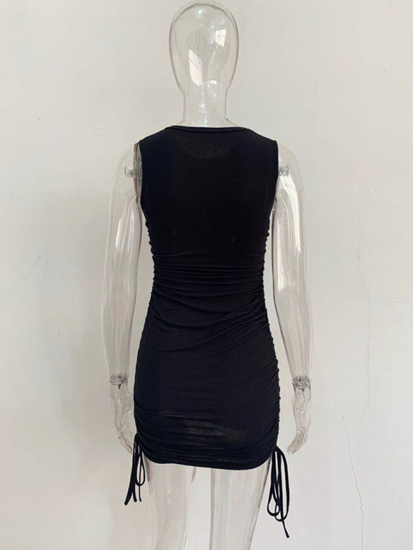 slim fit hip-hugging vest dress