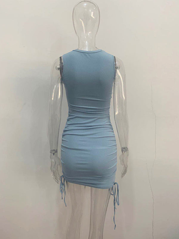slim fit hip-hugging vest dress