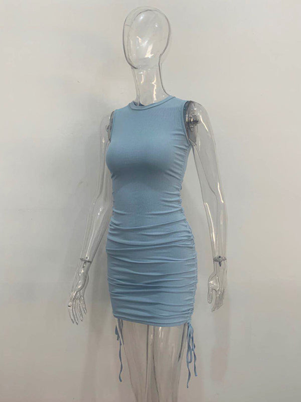 slim fit hip-hugging vest dress