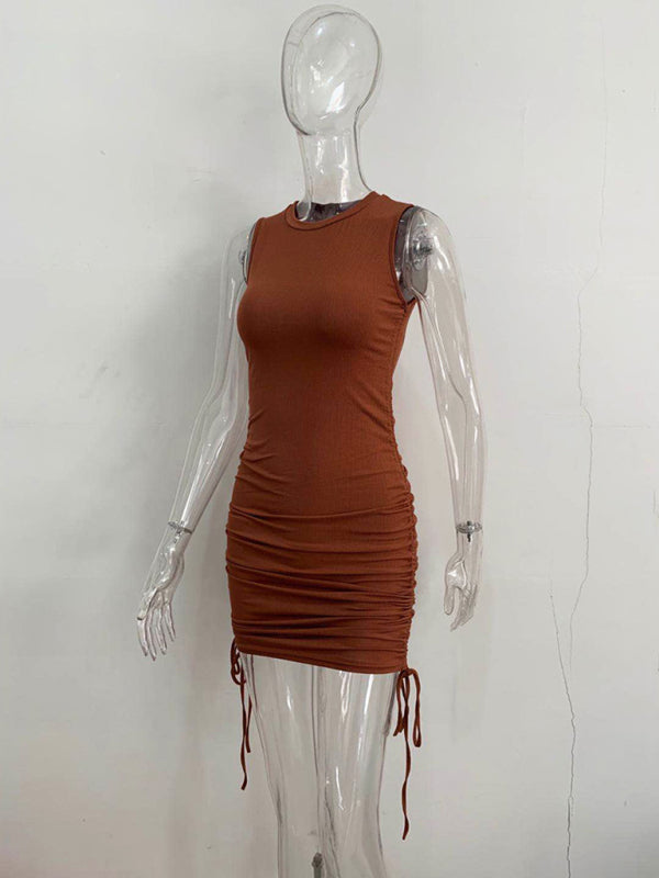 slim fit hip-hugging vest dress