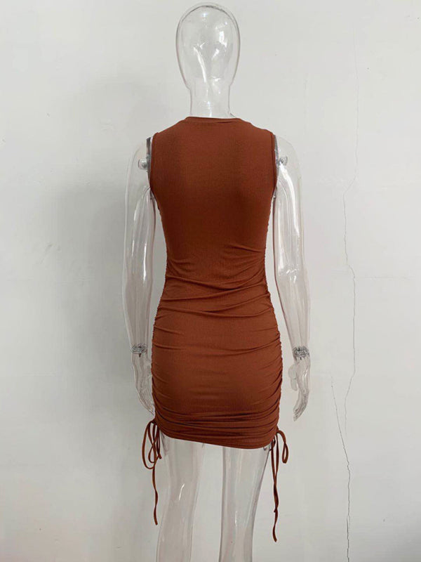 slim fit hip-hugging vest dress