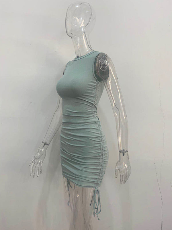 slim fit hip-hugging vest dress