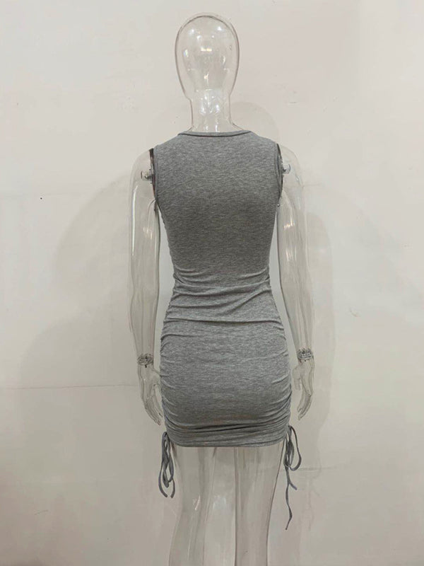 slim fit hip-hugging vest dress