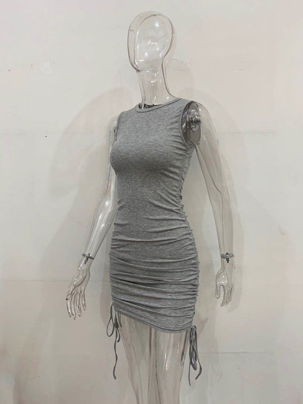 slim fit hip-hugging vest dress