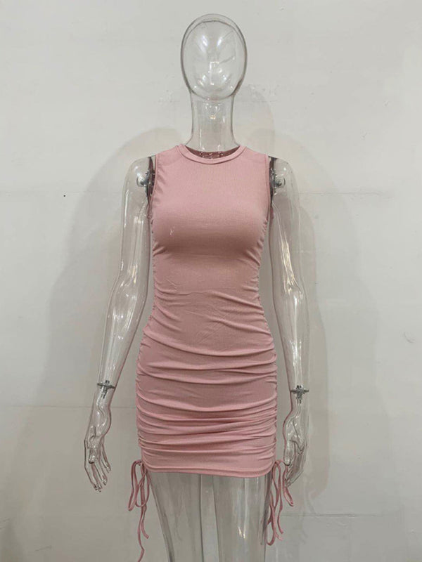 slim fit hip-hugging vest dress