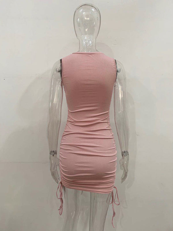 slim fit hip-hugging vest dress