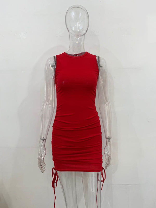 slim fit hip-hugging vest dress
