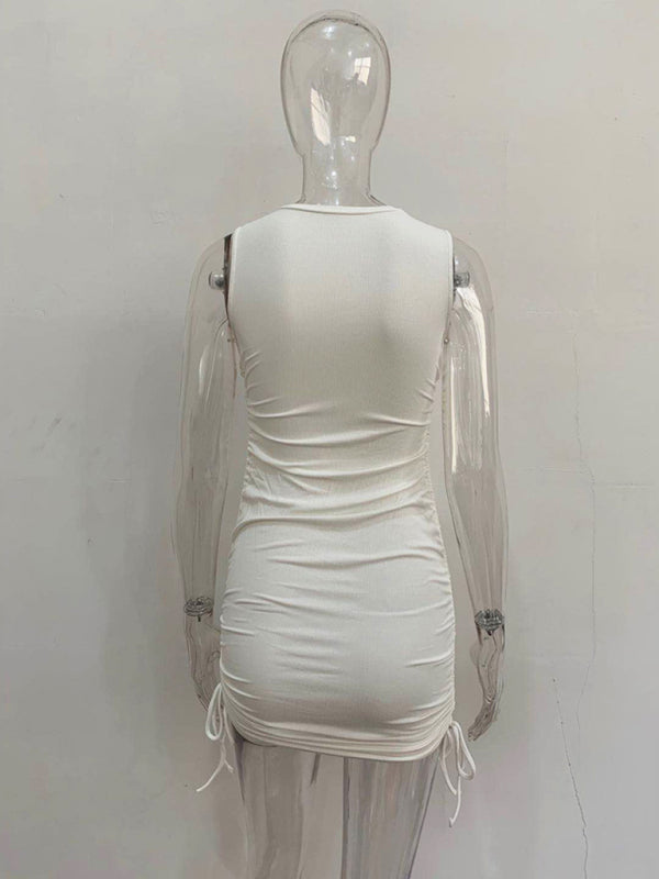 slim fit hip-hugging vest dress