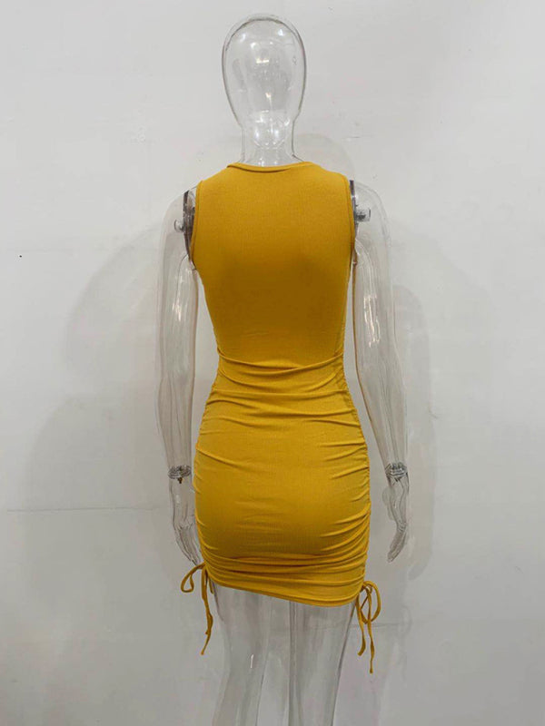 slim fit hip-hugging vest dress