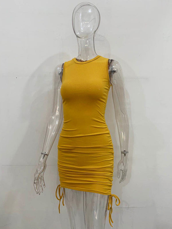 slim fit hip-hugging vest dress