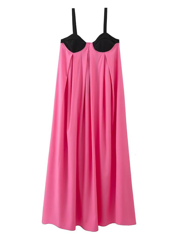 sexy spliced backless sleeveless suspender dress