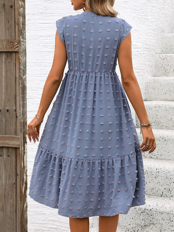 ruffle sleeve loose jacquard dress