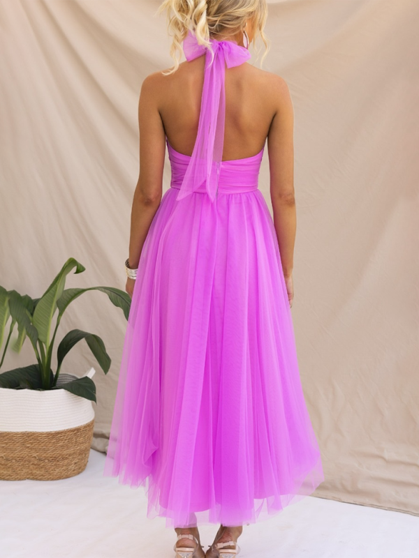 style halter neck mesh turtleneck dress