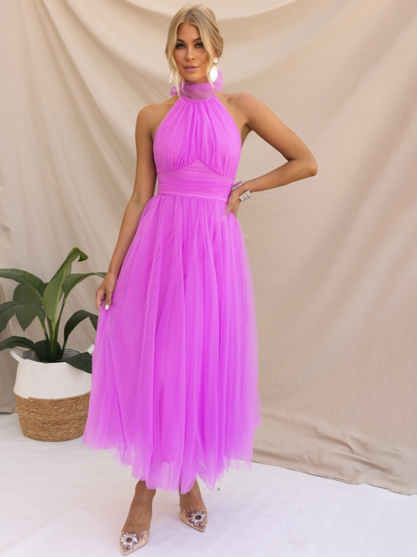 style halter neck mesh turtleneck dress