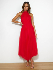 style halter neck mesh turtleneck dress