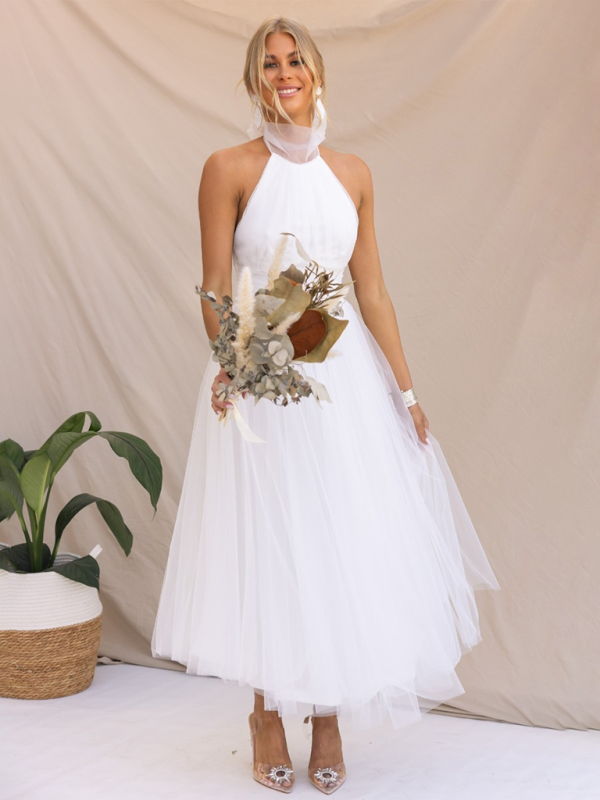 style halter neck mesh turtleneck dress