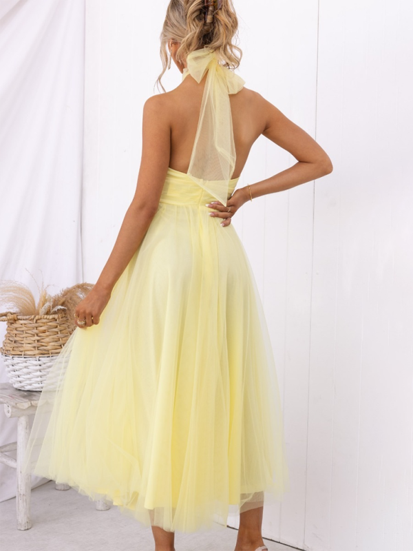 style halter neck mesh turtleneck dress