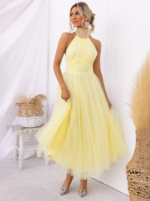 style halter neck mesh turtleneck dress