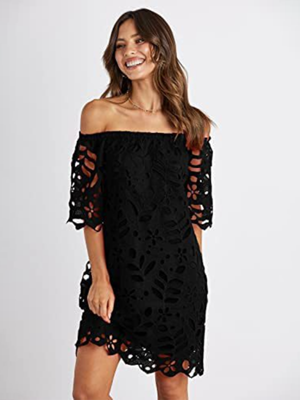 casual tube top one shoulder hollow dress