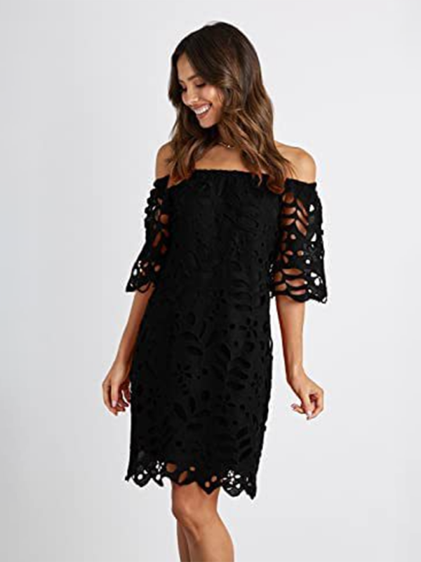 casual tube top one shoulder hollow dress