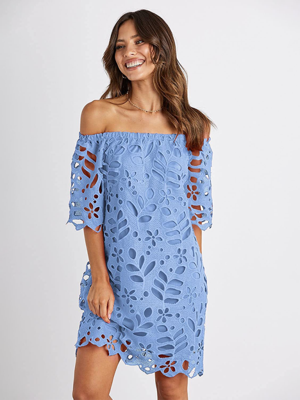 casual tube top one shoulder hollow dress