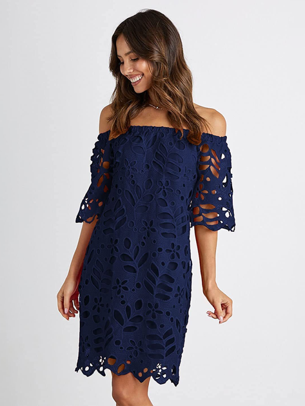 casual tube top one shoulder hollow dress