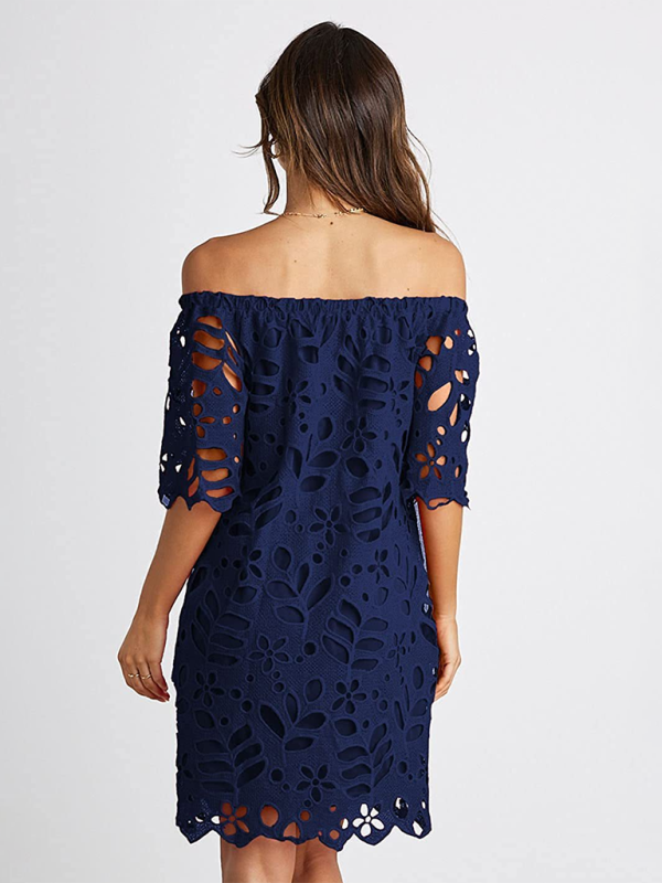 casual tube top one shoulder hollow dress