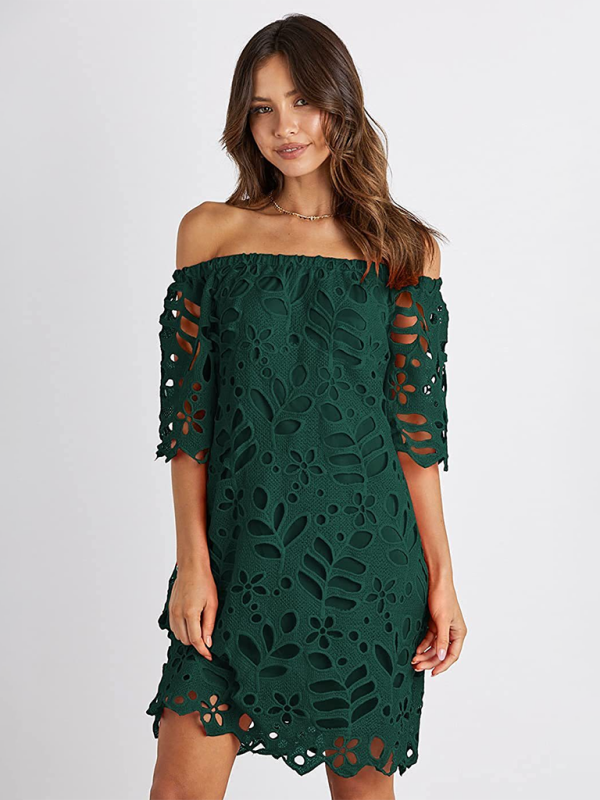 casual tube top one shoulder hollow dress