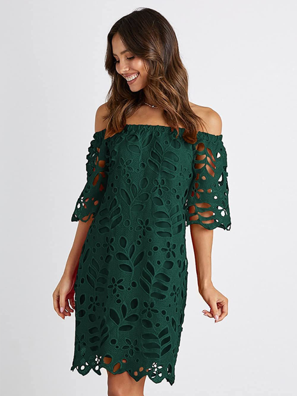 casual tube top one shoulder hollow dress