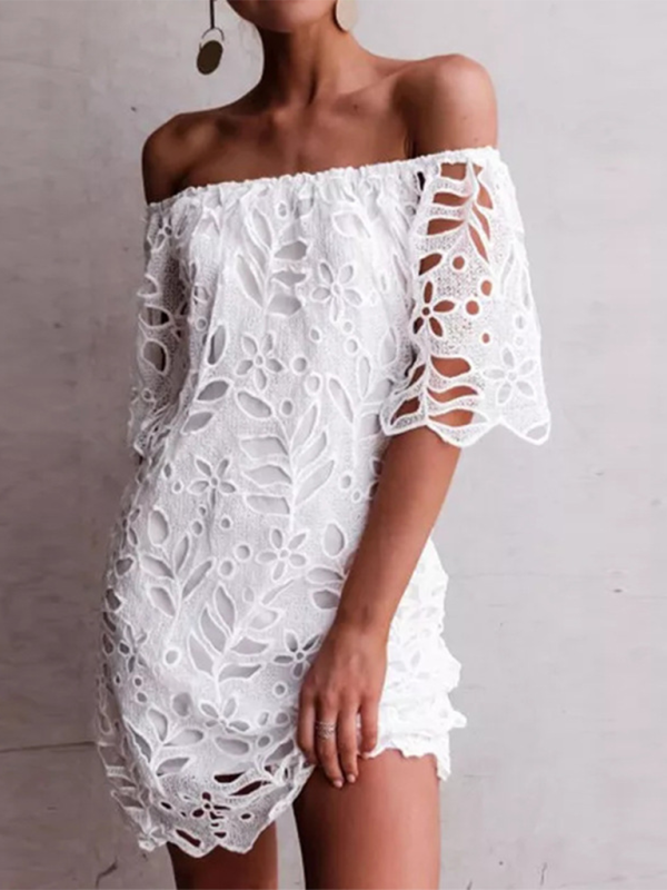 casual tube top one shoulder hollow dress
