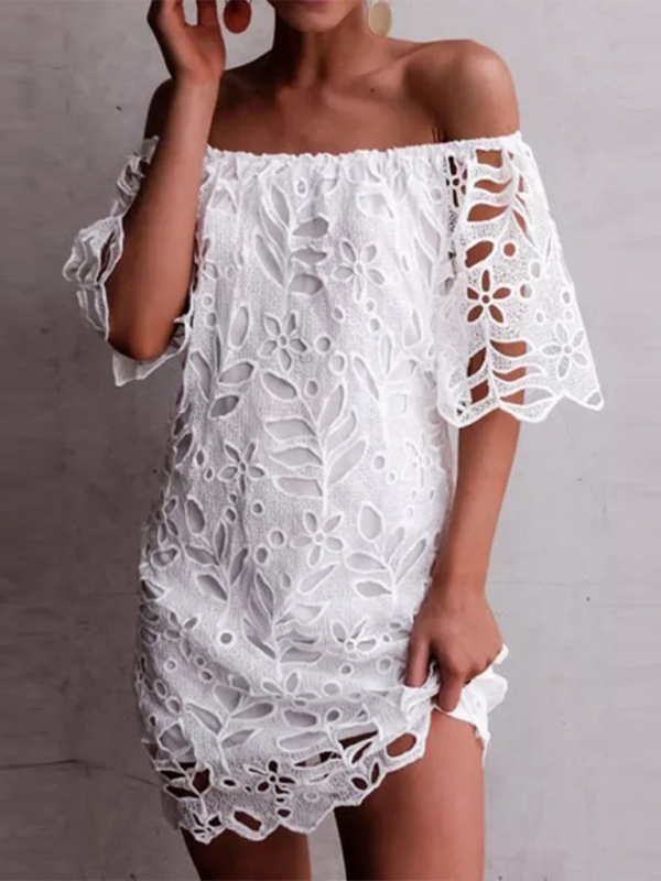 casual tube top one shoulder hollow dress