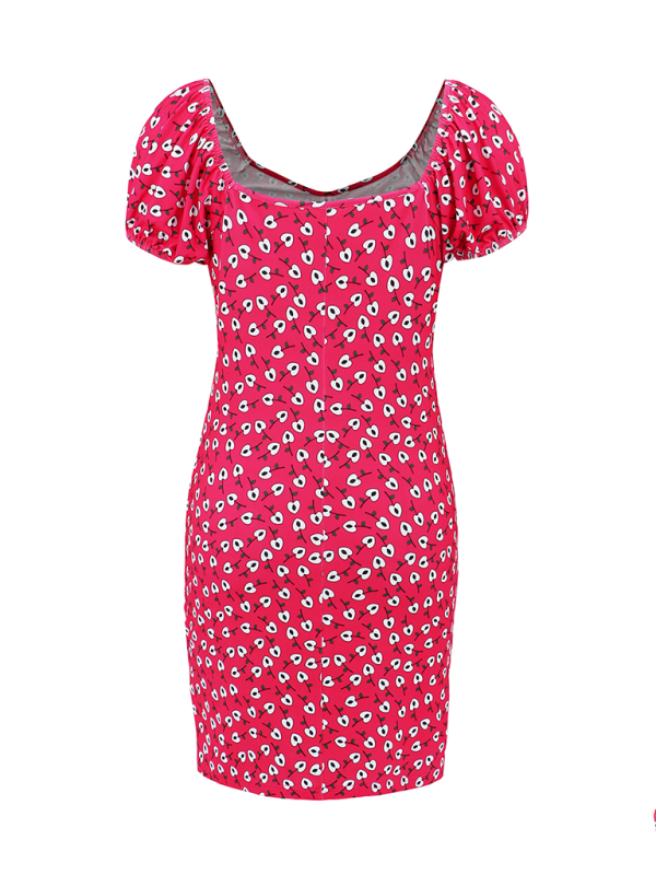 style versatile slim fit short V-neck floral dress
