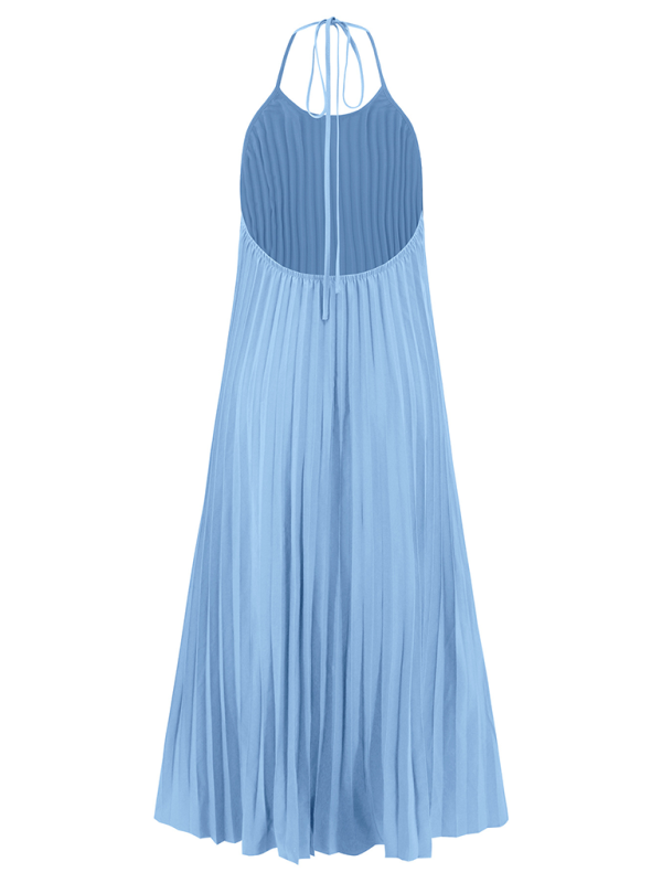 A-hem pleated beach vacation long dress