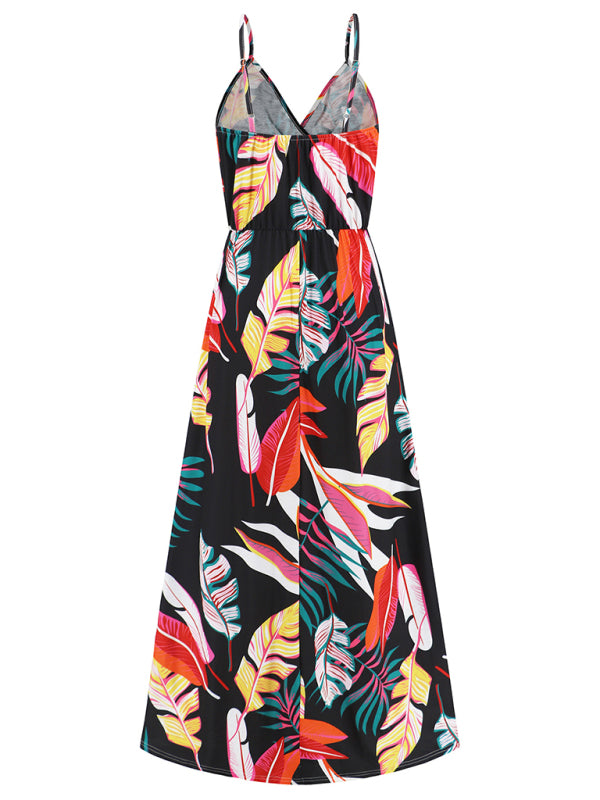 sexy suspender backless slim holiday dress