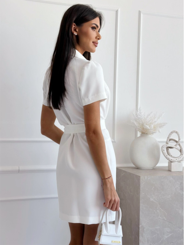 sweet suit collar double-breasted solid color dress