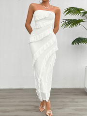 solid color slim fit tube top dress