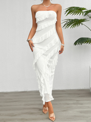 solid color slim fit tube top dress